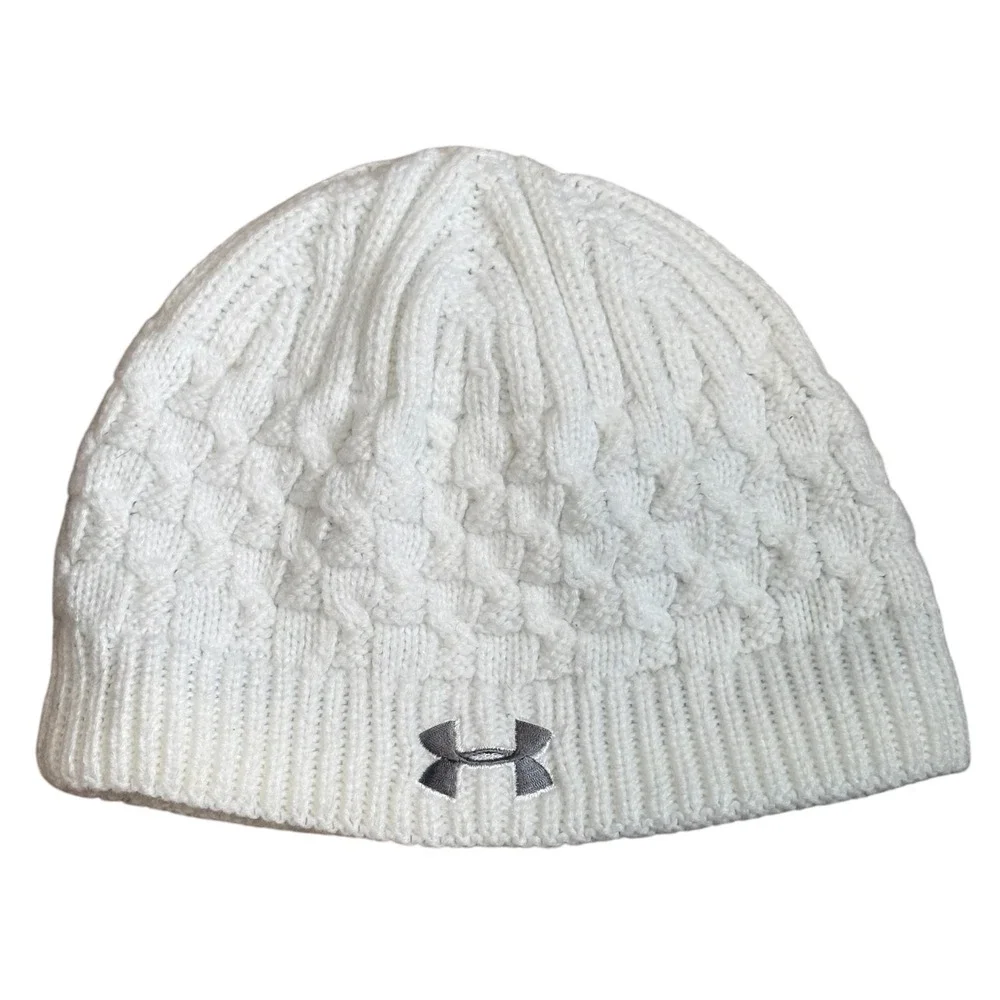 Under Armour Beanie Girls One Size‎ White Cable Knit ColdGear Infrared Hat