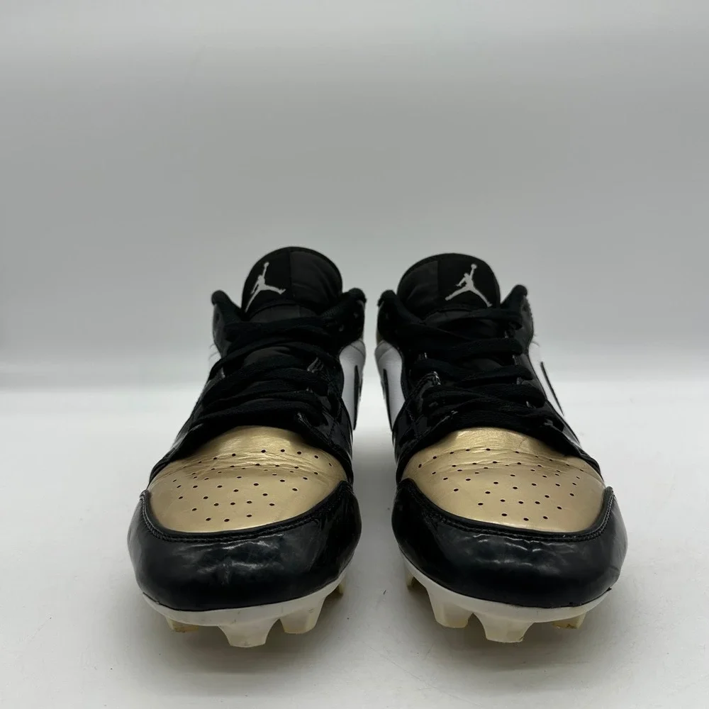 Nike FJ6245-701 Mens Size 9 Air Jordan 1 Low TD Patent Gold Toe Football Cleats
