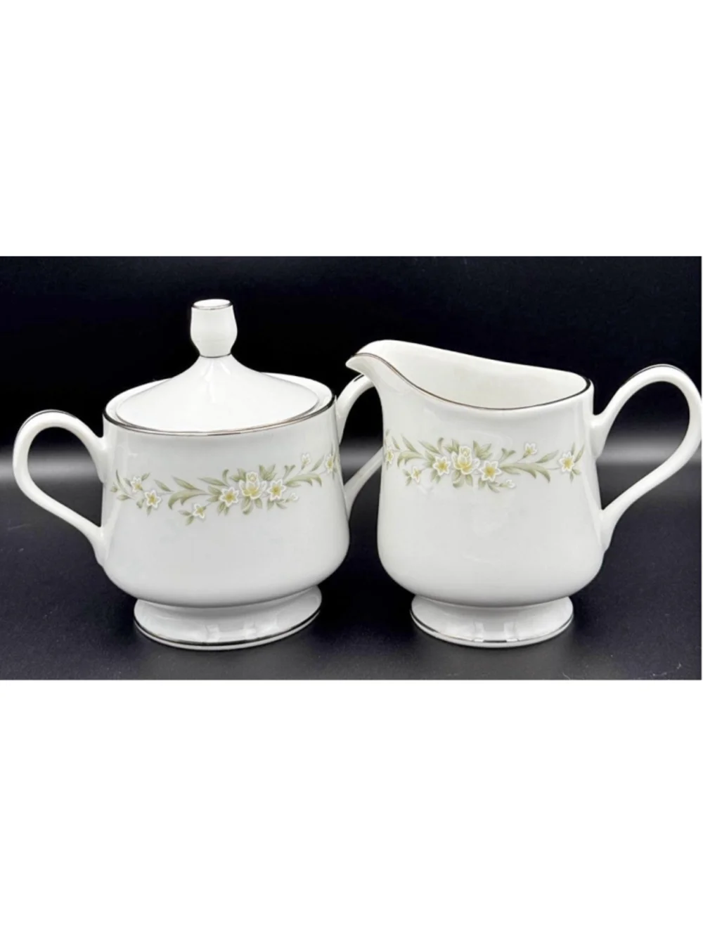 Majestic China Japan Greenbrier 409 Creamer & Covered Sugar Bowl Set