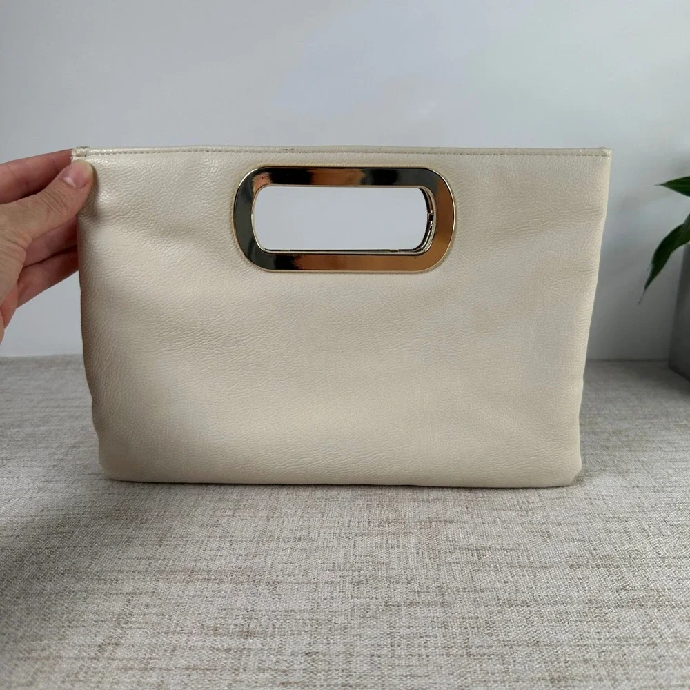 Vintage Gunne Sax Ivory Gold Handle Clutch Purse 90s Y2K Evening Bag