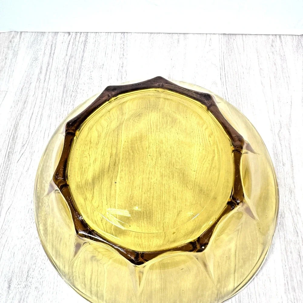 Vintage Amber Glass Serving Bowl Set Retro Scalloped‎ Dessert Fruit Bowls