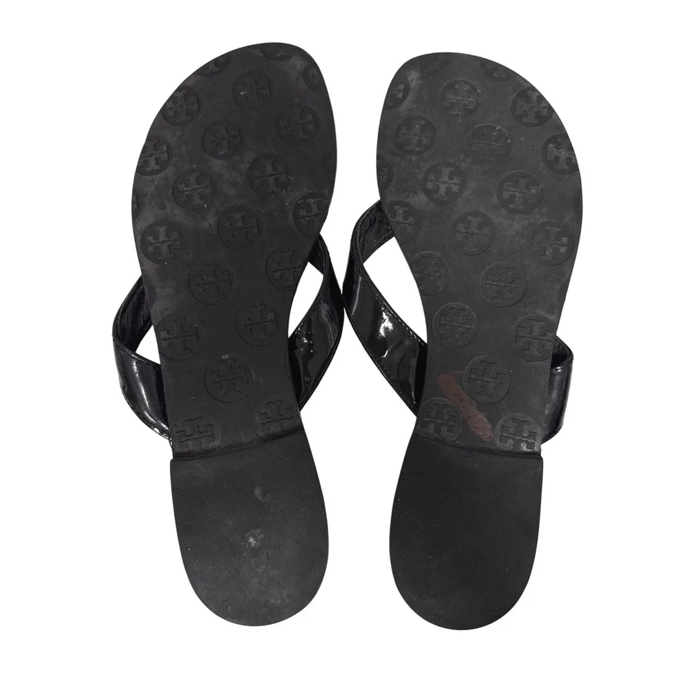 Tory Burch Patent Leather Thong Strap Sandals Women's Size US 7 Casual Flip Flop