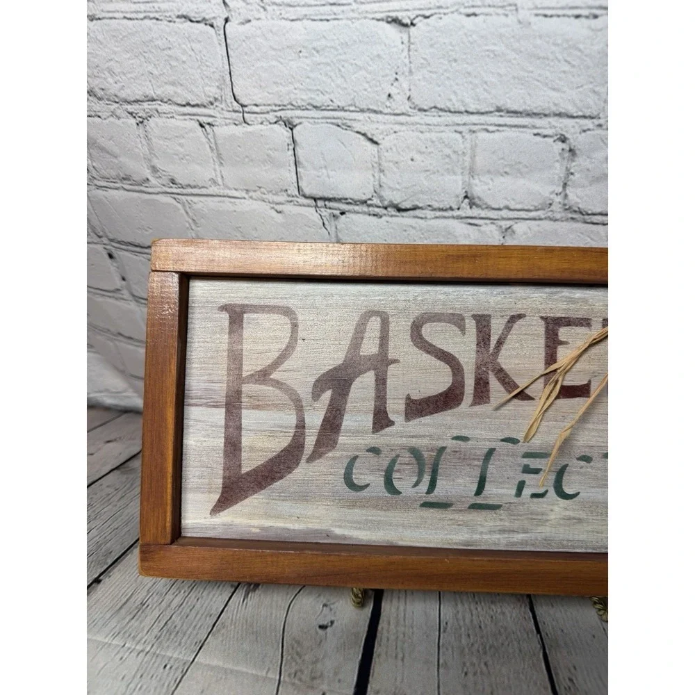 Basket Collector Vintage Country‎ Chunky Wood Frame Sign 14