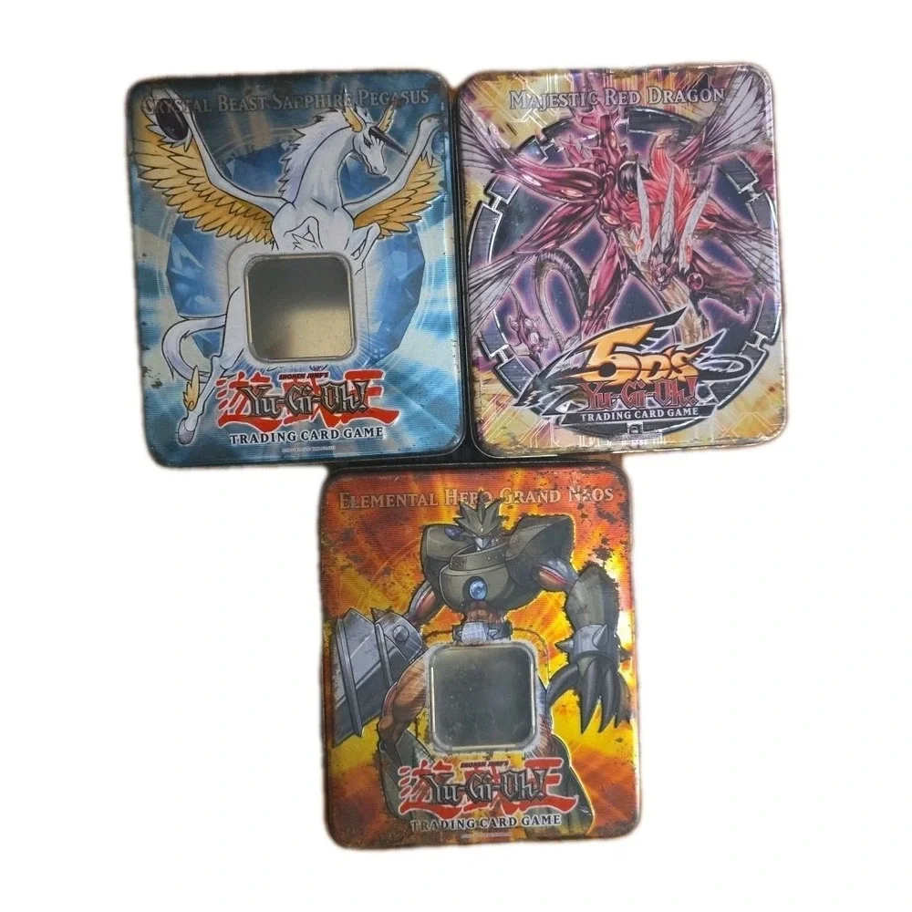 3‎ YuGiOh Empty Collectible Tins Majestic Dragon, Elemental Hero, Crystal Beast