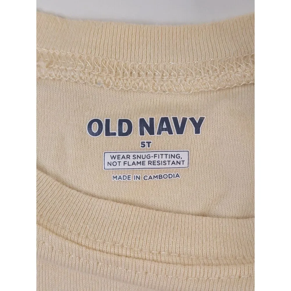 Old Navy Girls 5T Chick Face Graphic T-Shirt Yellow Cotton Short Sleeve