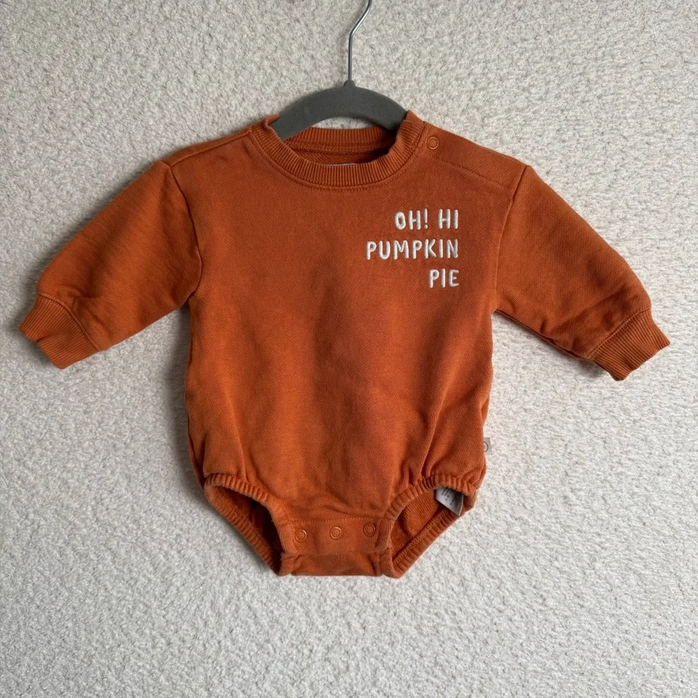 Oh‎ Hi Pumpkin Pie Harvest Orange Long Sleeve Sweatshirt Body Suit Size 3 months