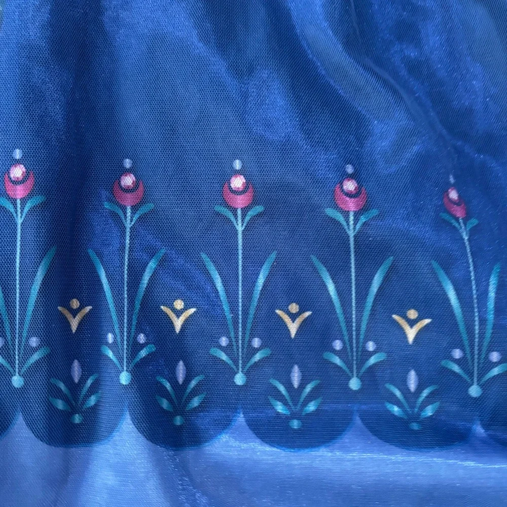 Disney Frozen Anna & Elsa Nightgown Lot 2pc Girls 6 Dress Up Bl Teal Pink Bundle