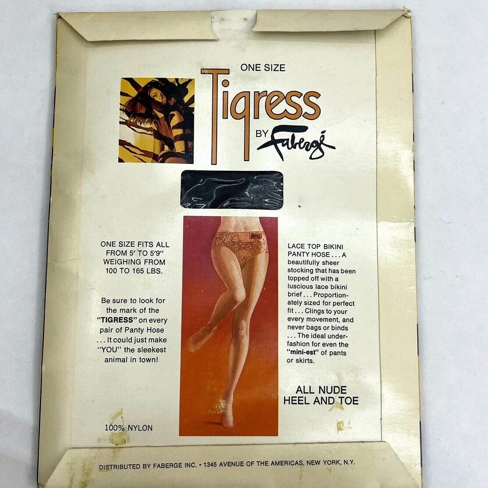 Vtg Tigress by Faberge 1970s Pantyhose~Gray PEWTER 100-165#‎ Nylon Lace Bikini