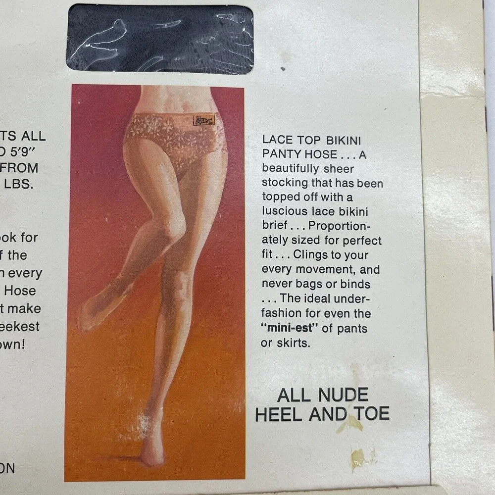 Vtg Tigress by Faberge 1970s Pantyhose~Gray PEWTER 100-165#‎ Nylon Lace Bikini
