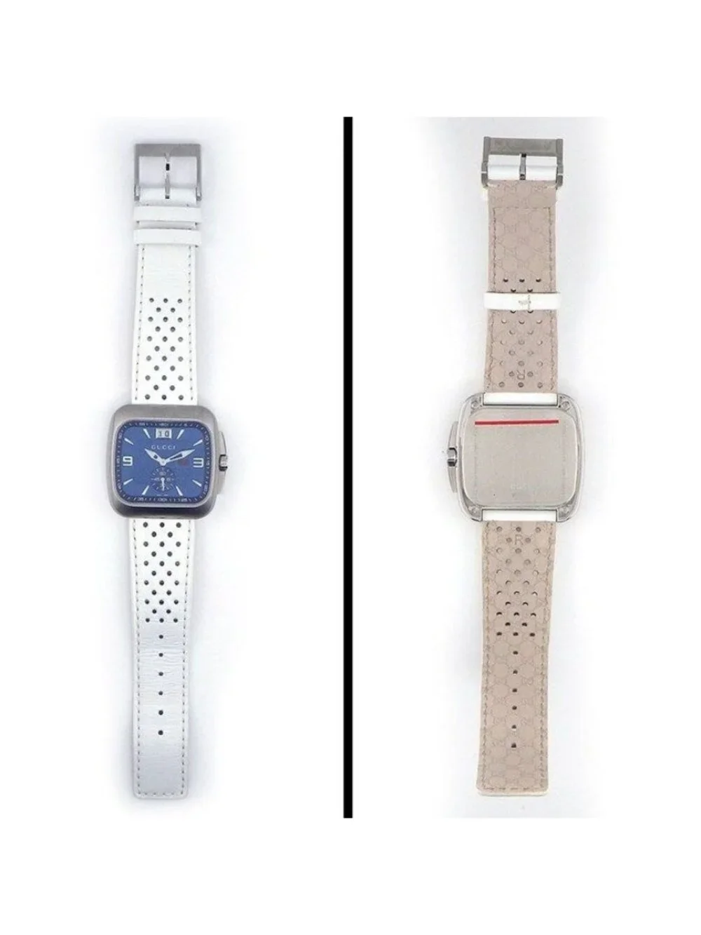 Gucci Watch Coupe Square Blue Dial Date Luminous Hand Index Small Second
