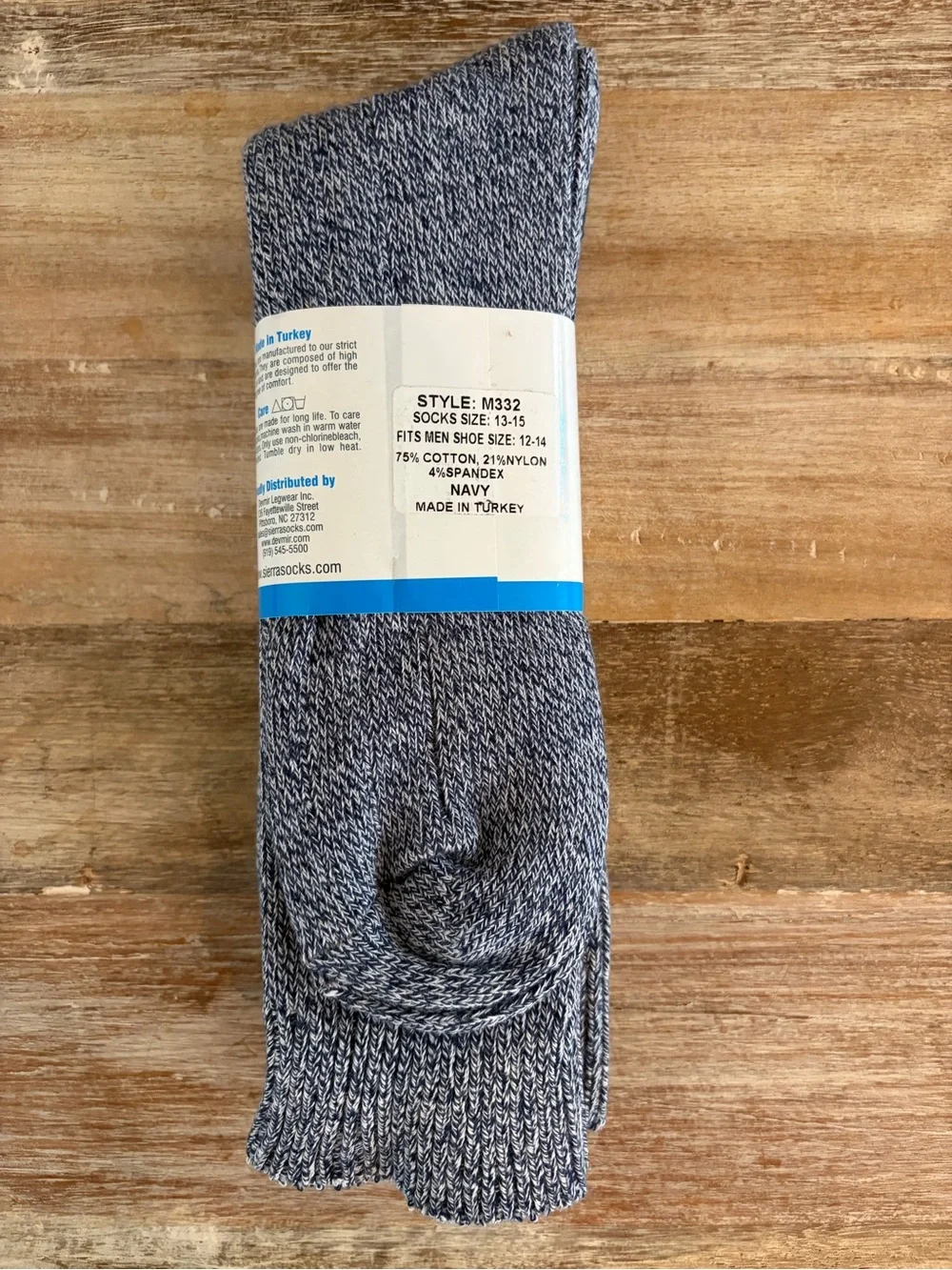 Sierra Socks Navy Marled Crew Socks Big & Tall Men’s‎ Sock Size 13-15 Shoe 12-14