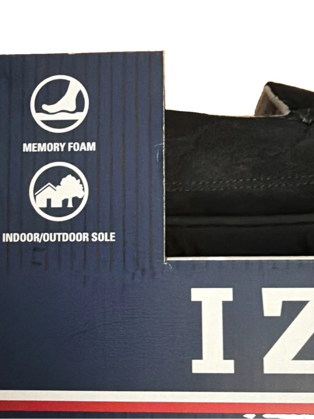 IZOD Men's Size M (7-8) Microsuede Memory Foam Moccasin Slippers. Black. NWT