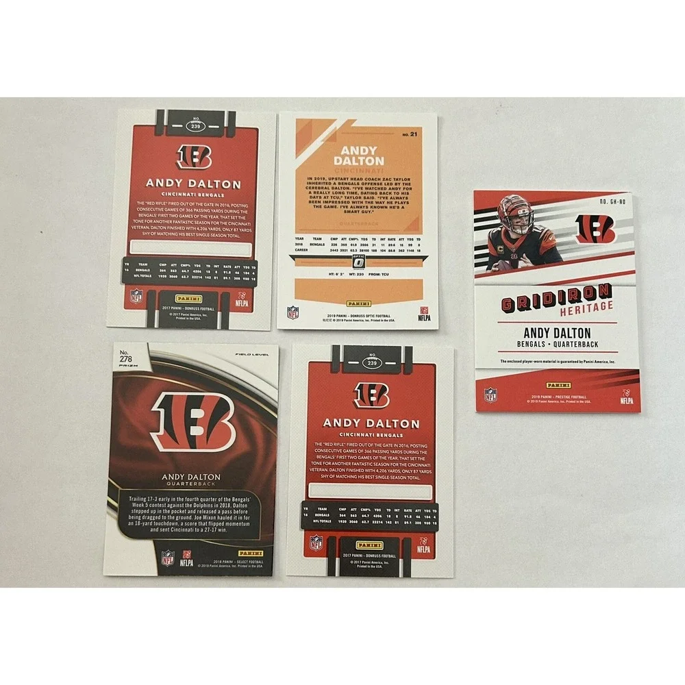 Panini Lot of 5 Cincinnati Bengals Andy Dalton Football Cards (Z1)
