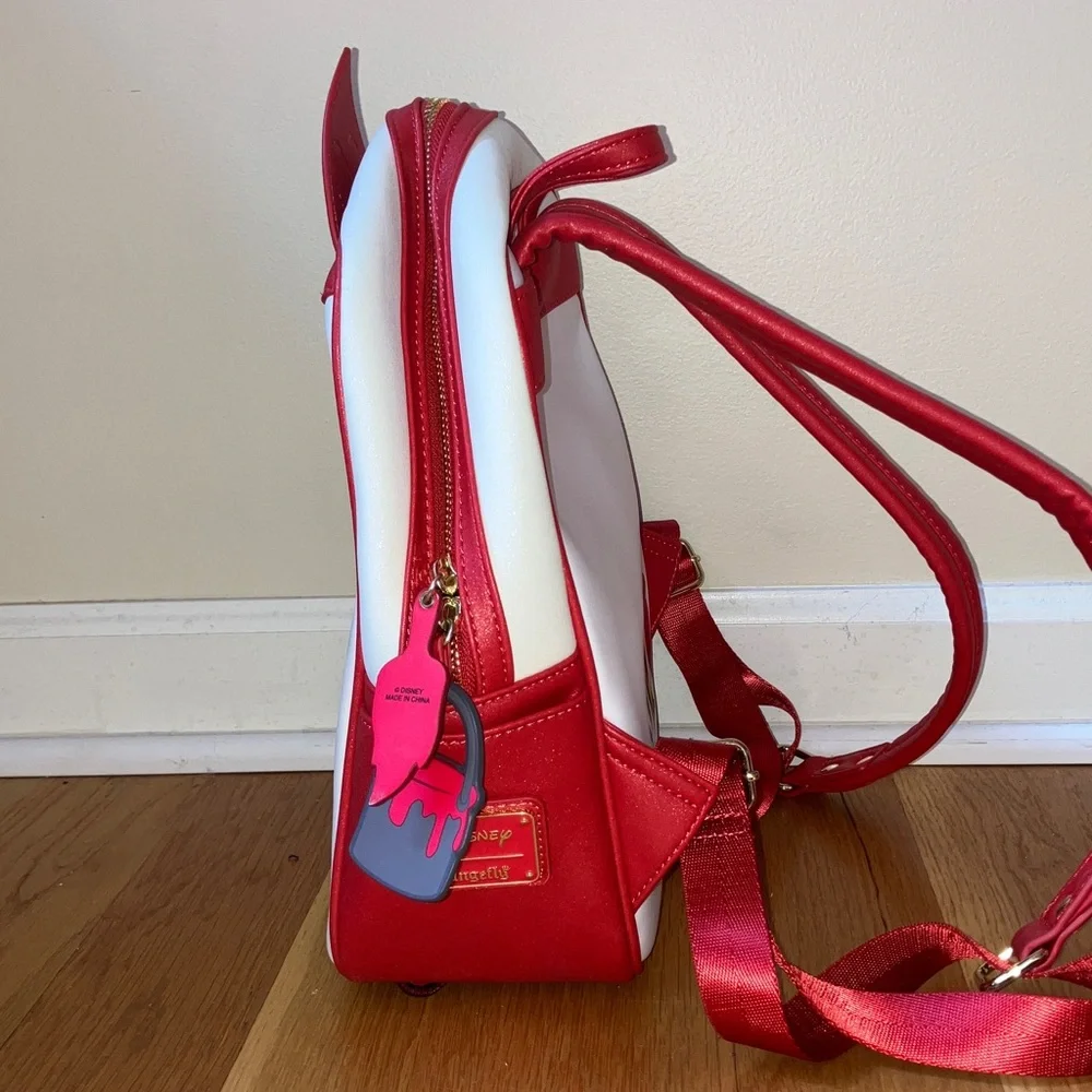Disney Loungefly Alice in Wonderland Ace Queen of Hearts Mini Backpack Red White