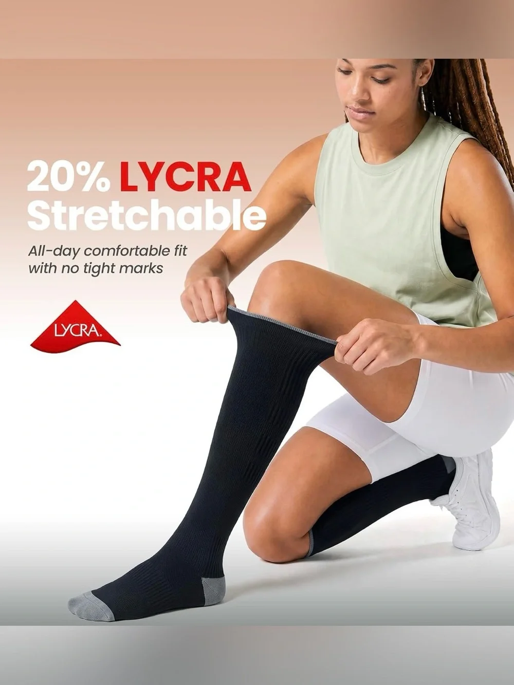 Breathable Compression Socks for Women and Men,15-20 mmHg,2 Pairs L/XL