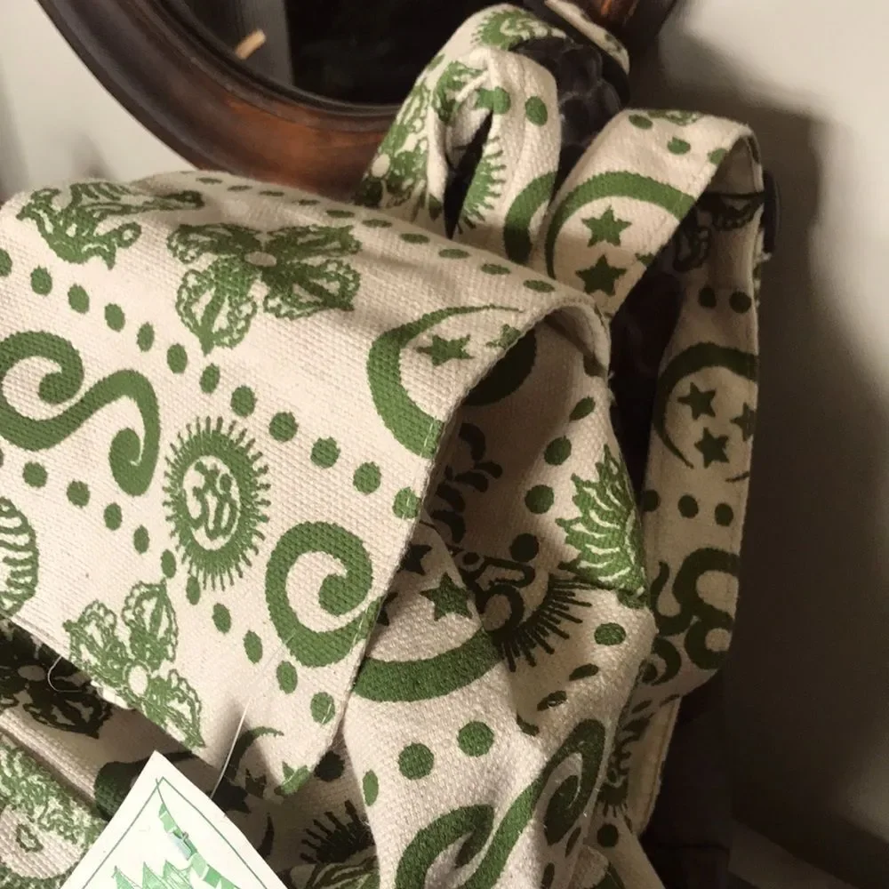 Paths of the Spirit Cotton Canvas Backpack Bag Handmade in Nepal NWT