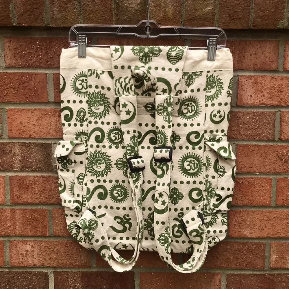Paths of the Spirit Cotton Canvas Backpack Bag Handmade in Nepal NWT