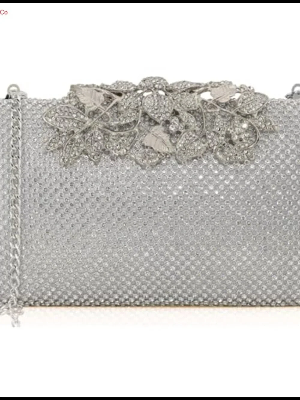 Rhinestone Flower Clasp Evening Clutch Hard Shell Convertible Formal Bag