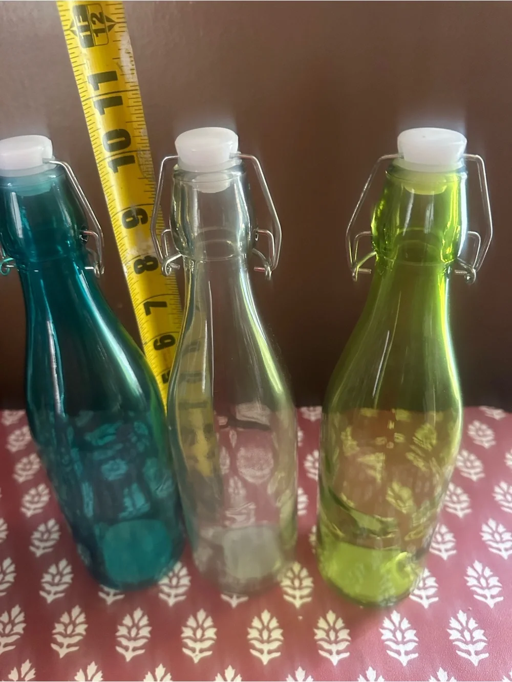 Hobby Lobby Teal, Clear & Green Glass Swing-Top Bottles - 3 Pack