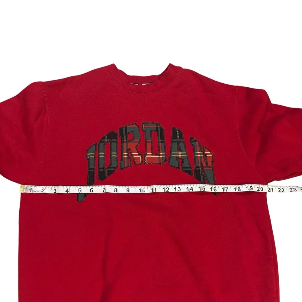 Jordan Brand Plaid Holiday Sweatshirt Red‎ Mens Small Casual Festive Fleece
