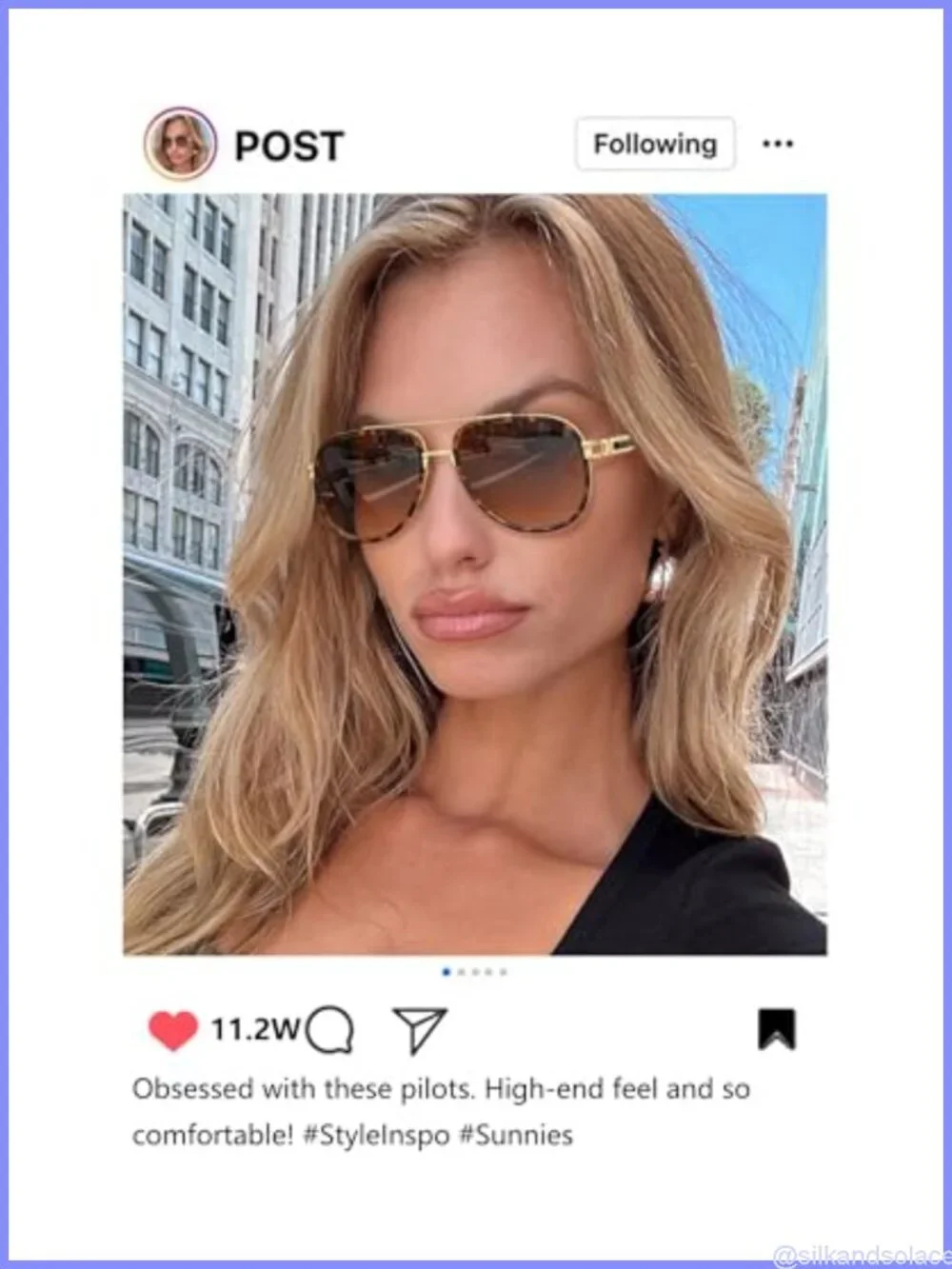 Oversized Retro Aviator Sunglasses Metal Double Bridge UV Protection