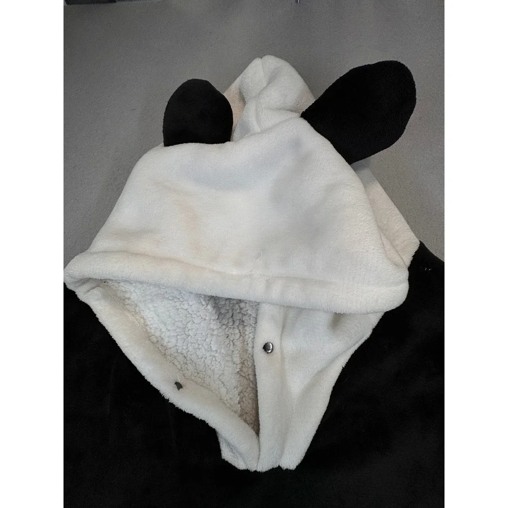 Girl Scouts Panda Oversized Wearable Blanket Hoodie Black White Plush Fleece