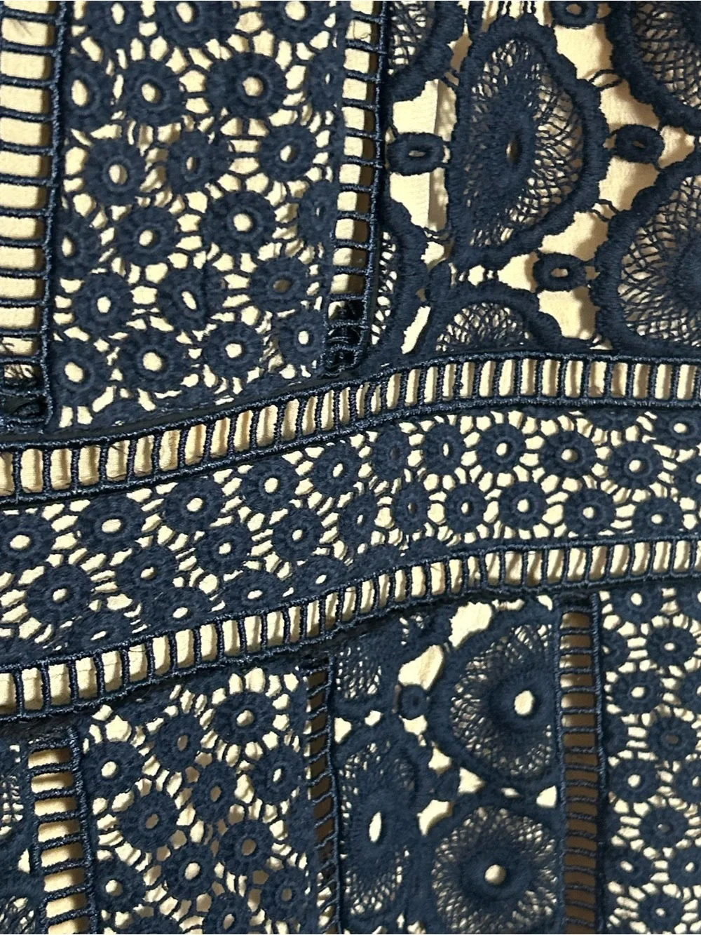 Tory Burch Navy Crochet Lace Halter Dress Size 2 Silk Lined Midi