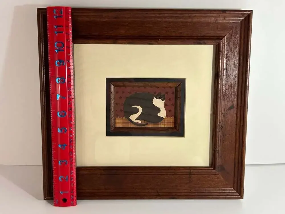 Warren Kimble Fat Cat American Folk Art beautifully matted gorgeous framed