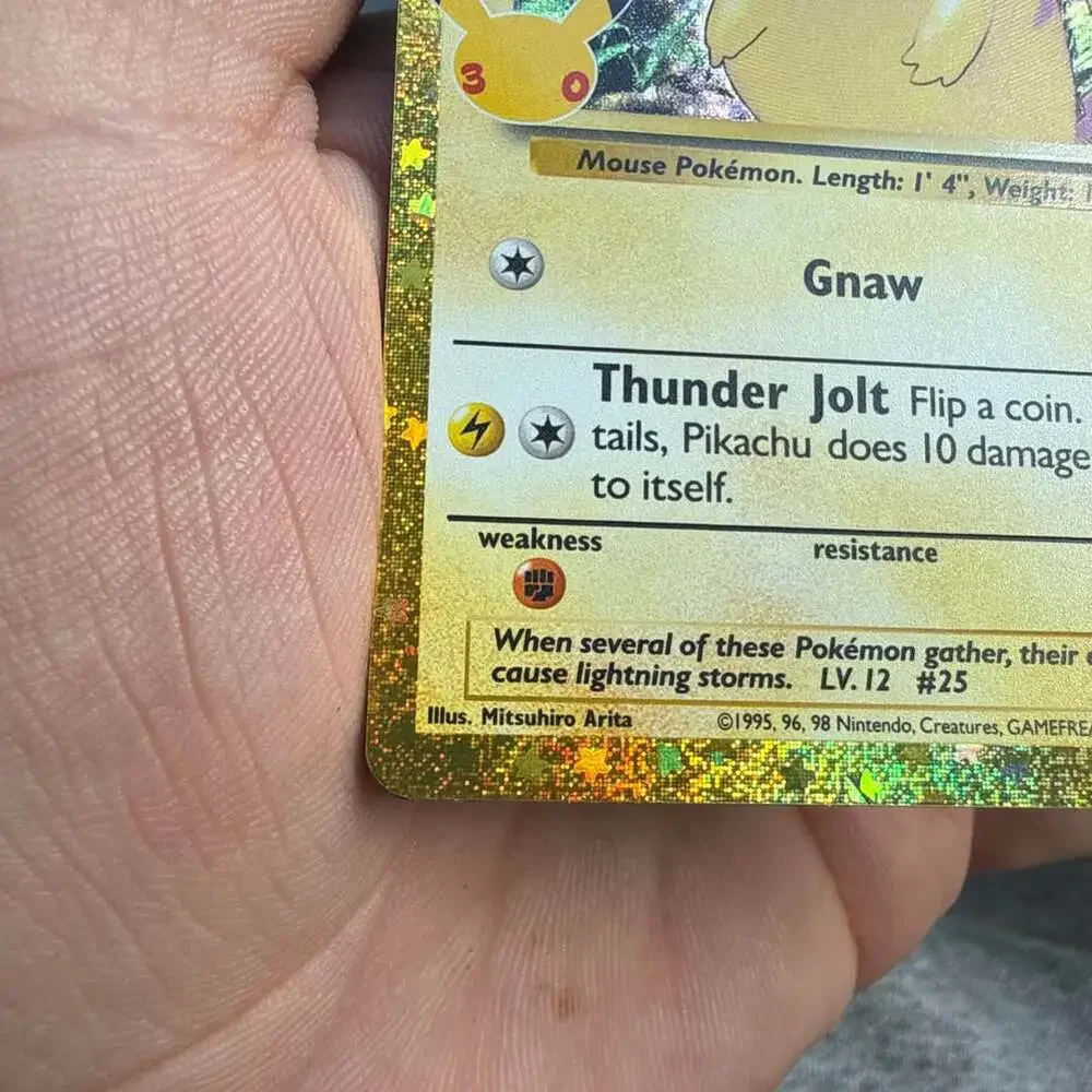 Pokemon Pikachu 58/102 Base Set Celebrations Gold Holo Card
