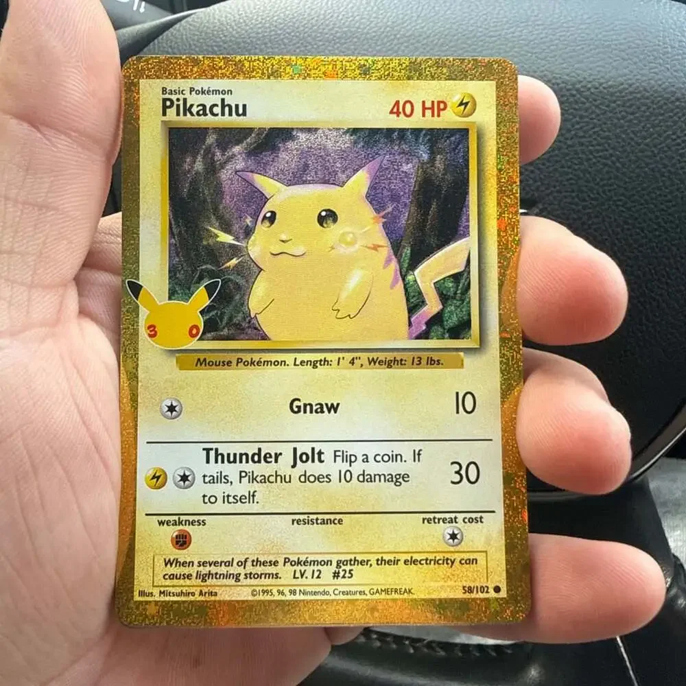 Pokemon Pikachu 58/102 Base Set Celebrations Gold Holo Card