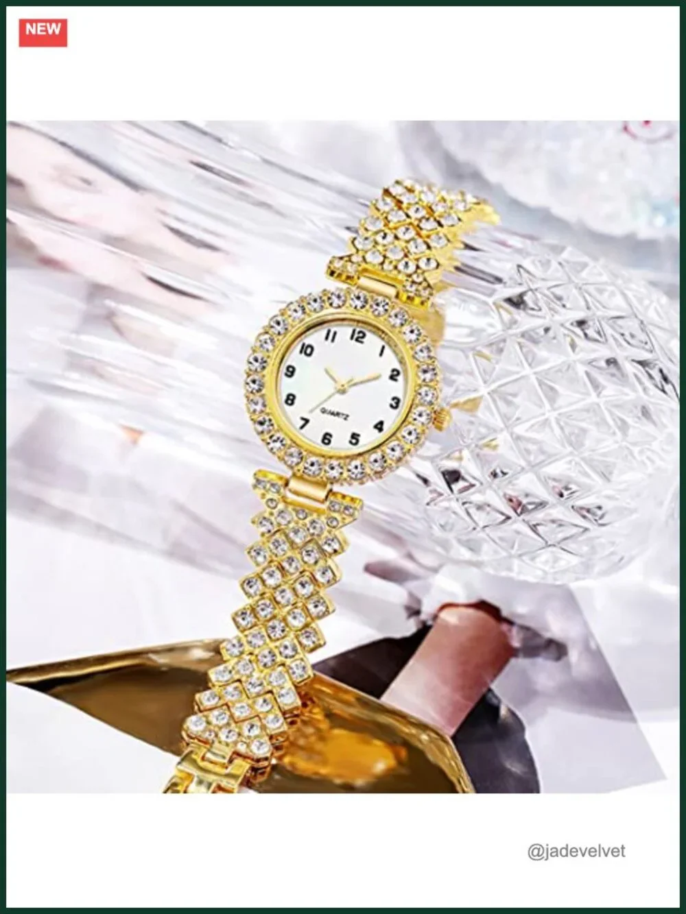 SENRUD Women's Analog Quartz Watch and Bracelet Set Crystal Accent