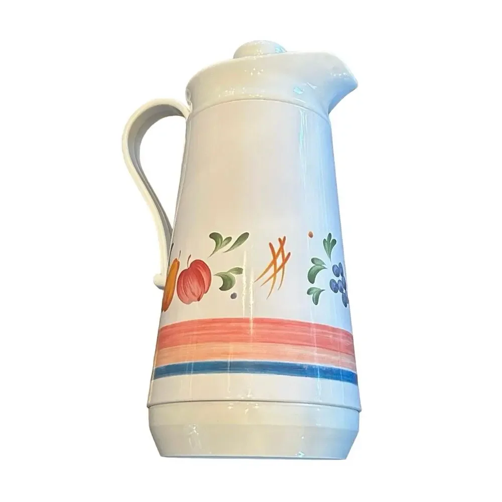 Vintage Jay Import Co Gardenia Thermal Carafe‎ Pitcher White Fruit Cottagecore