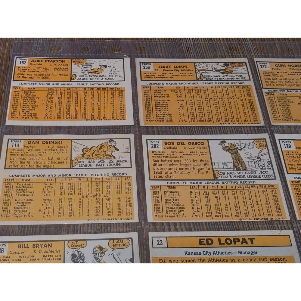 Vintage 1963 Topps Baseball Cards Sheet Of 9