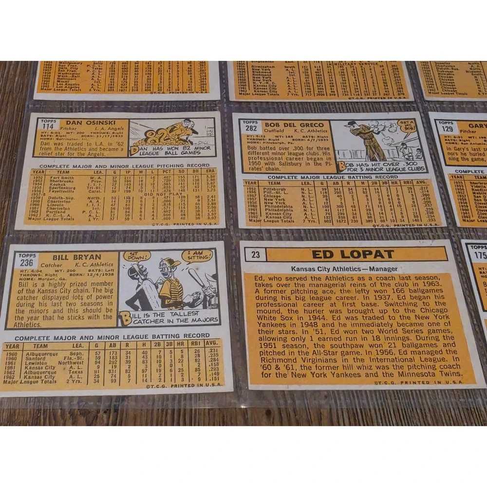 Vintage 1963 Topps Baseball Cards Sheet Of 9