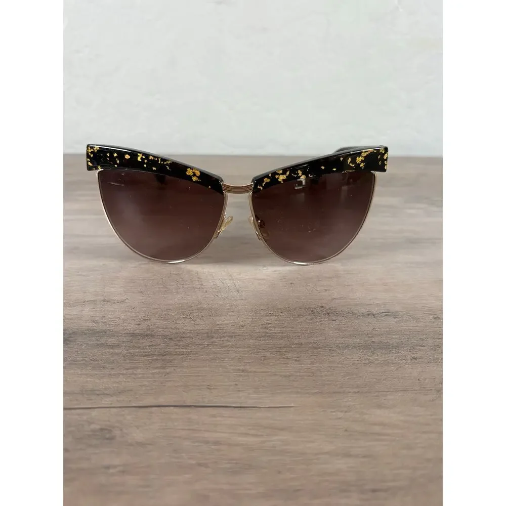 Christian Dior Meteore Black 24K Gold Flakes Leaf Boutique Women's‎ Sunglasses