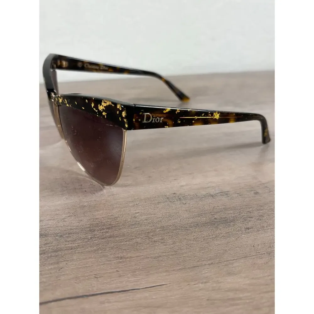 Christian Dior Meteore Black 24K Gold Flakes Leaf Boutique Women's‎ Sunglasses