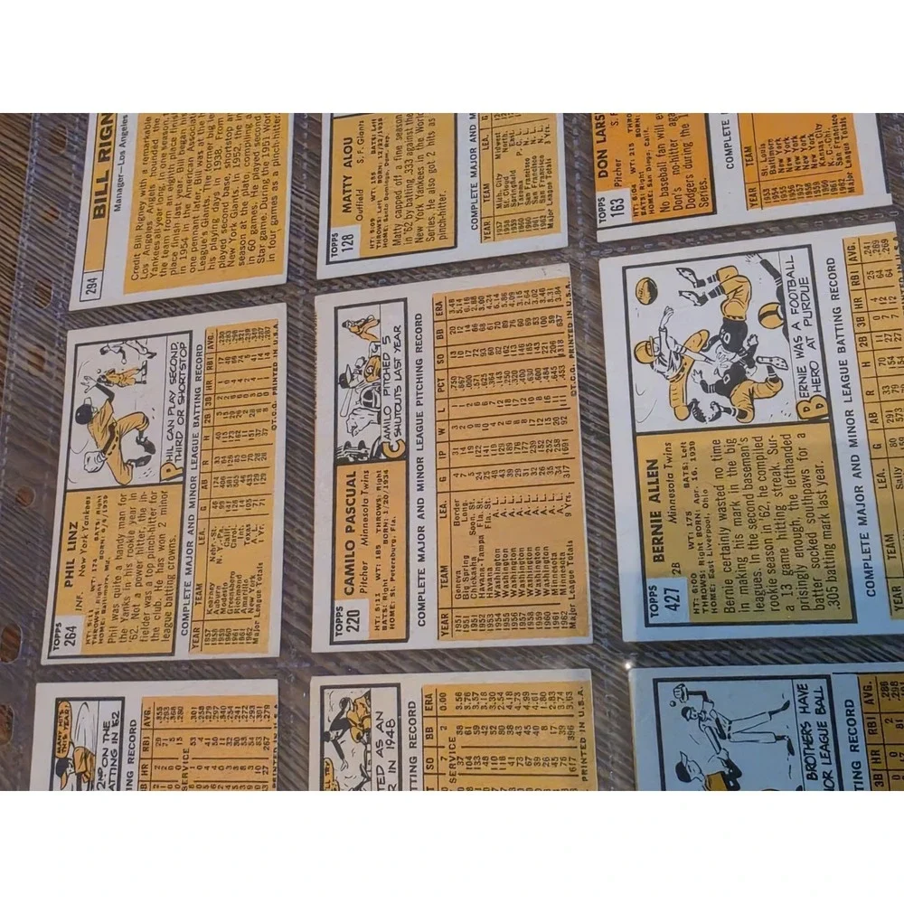 Vintage 1963 Topps Baseball Cards Sheet Of 9