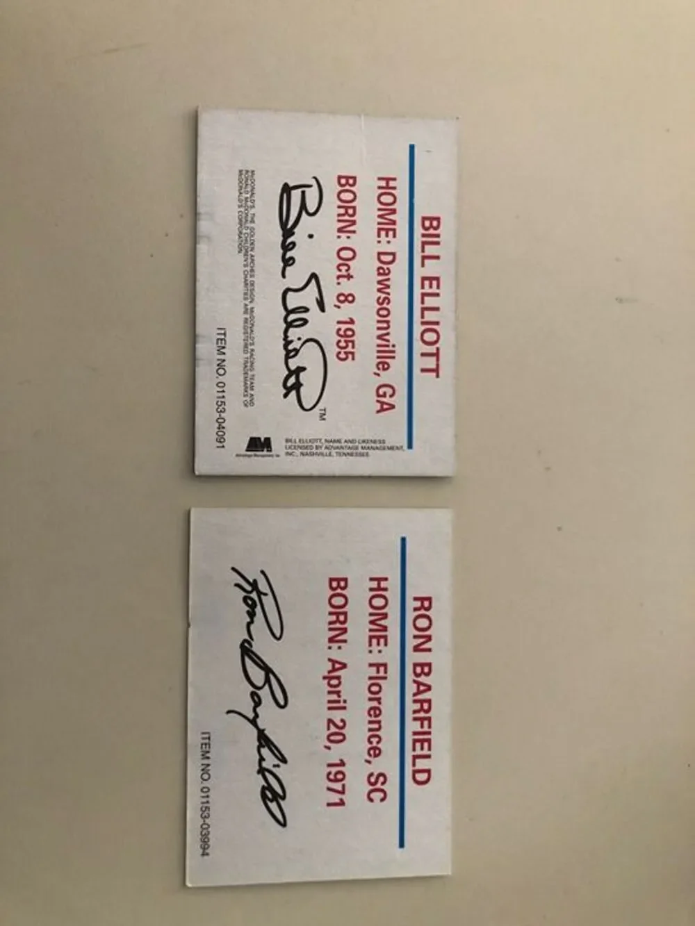 Nascar cards promo signed