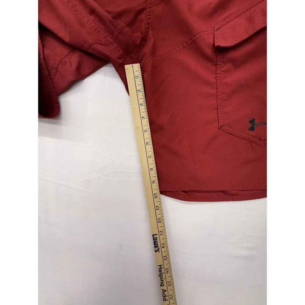 Under Armour Men's Red Solid Board Shorts Size 36 Drawstring Cargo Pocket