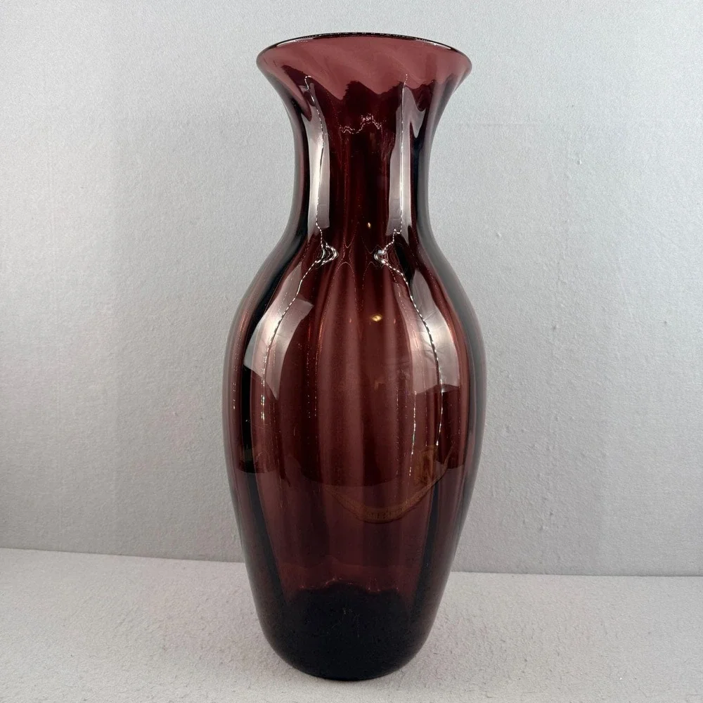 Blenko 9313 Amethyst Optic Architectural Floor‎ Vase MCM 22