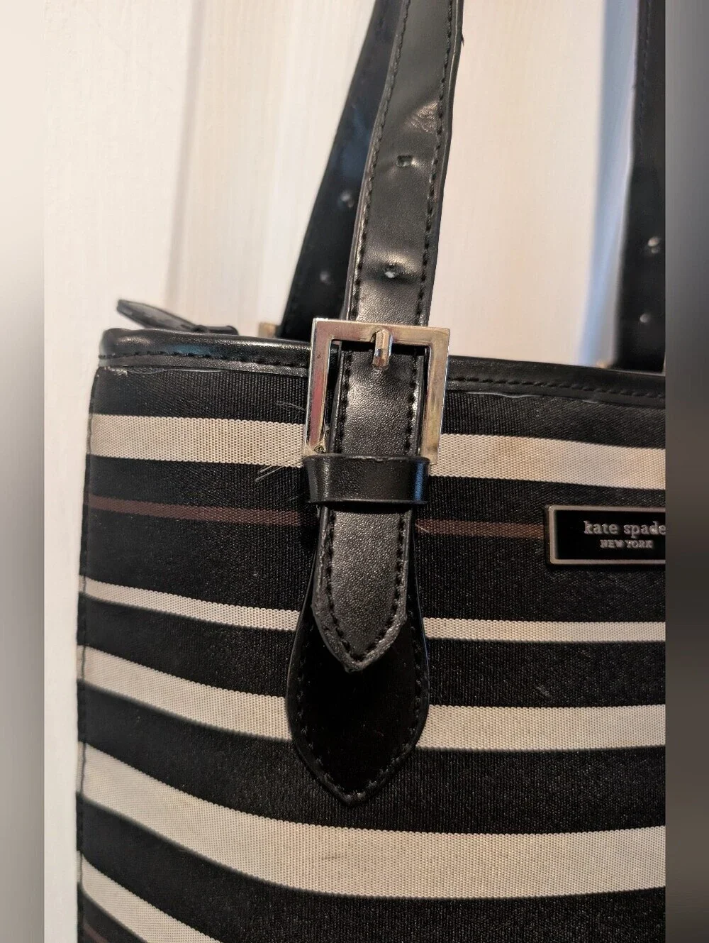 Kate Spade New York Black & Cream Striped Tote Bag