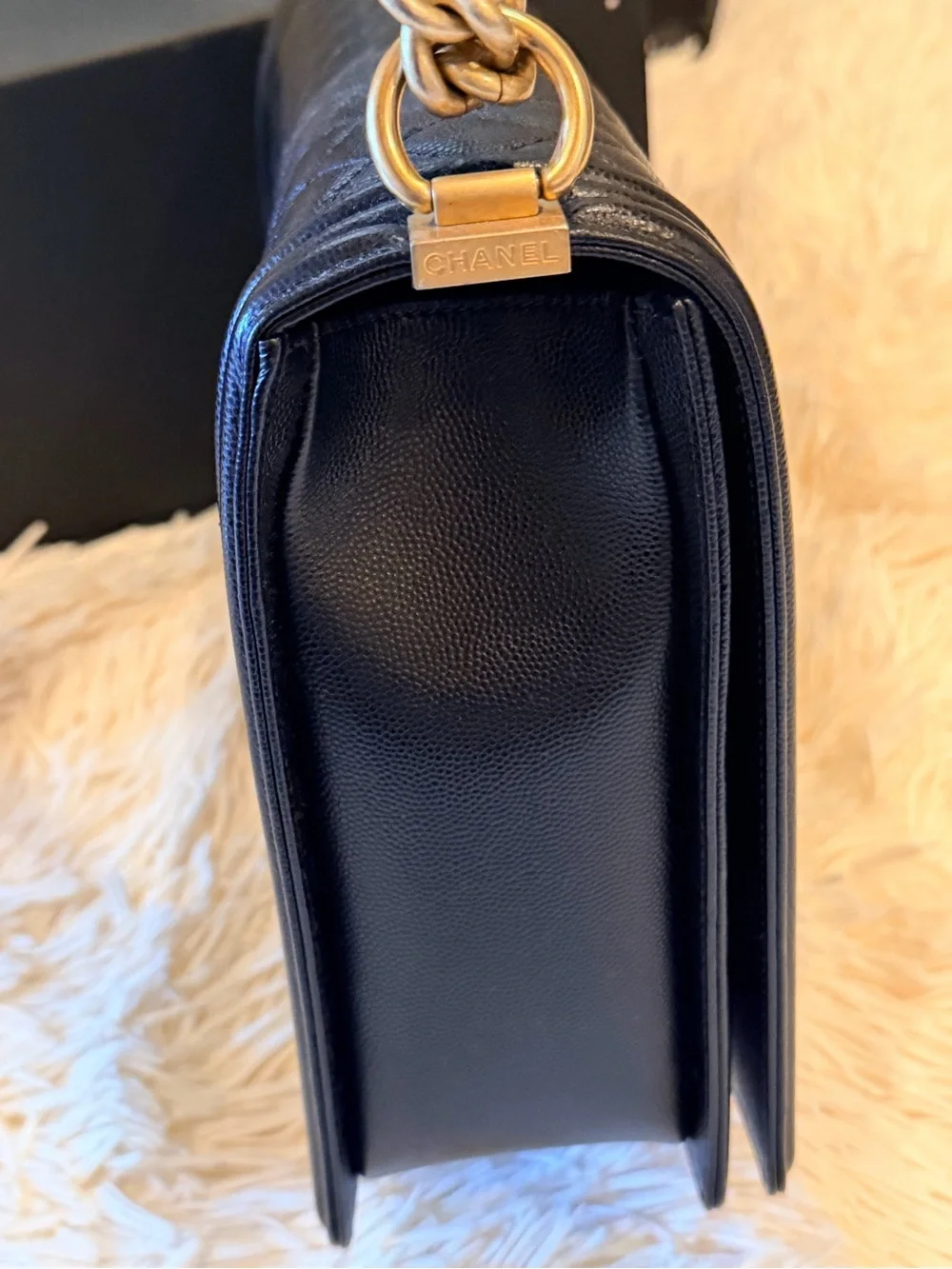 CHANEL structured leather