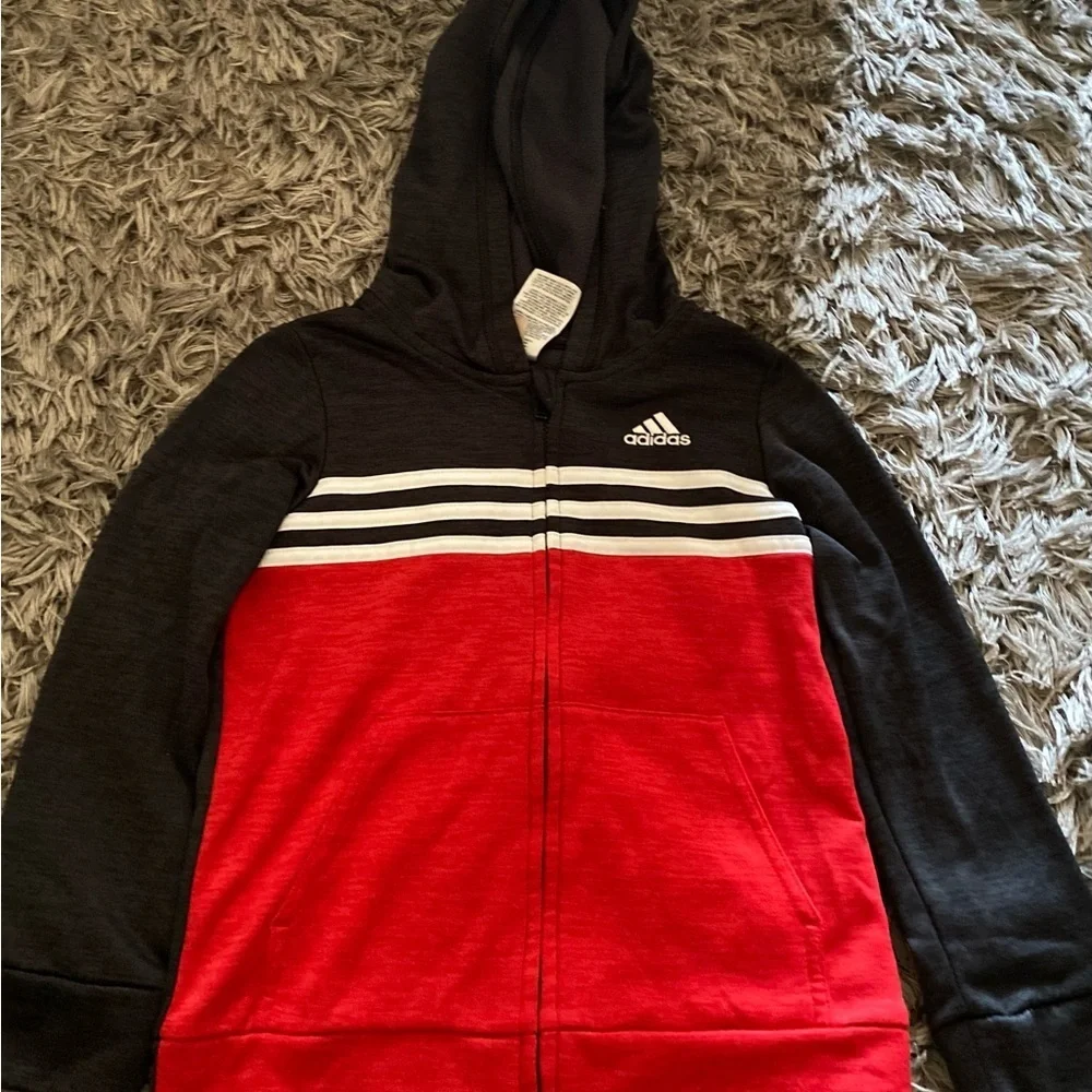 Adidas Kids Red and Black jacket Hoodie size 5