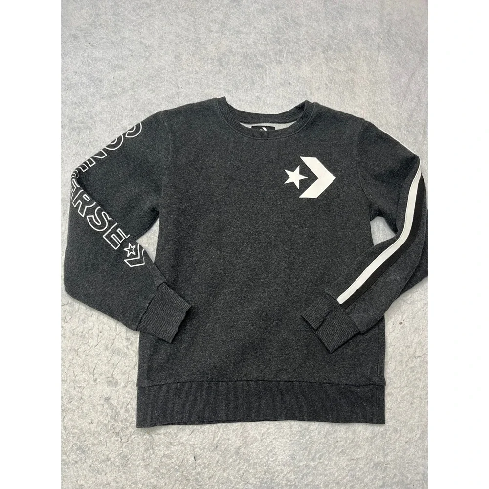 Converse Kids Large Charcoal Grey Graphic‎ Logo Crewneck Sweatshirt 12-13 Yrs