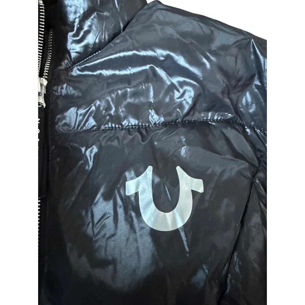 True Religion Mens HS Slim Puffer Jacket Jet Black 205661 Size Small NWT
