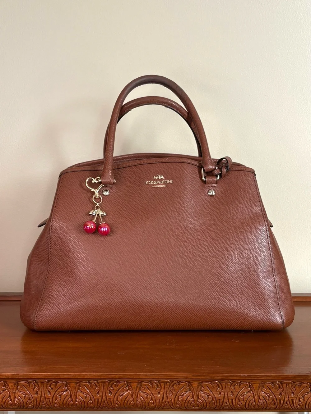 Coach Margot Carryall bag in saddle brown, crossgrain leather
