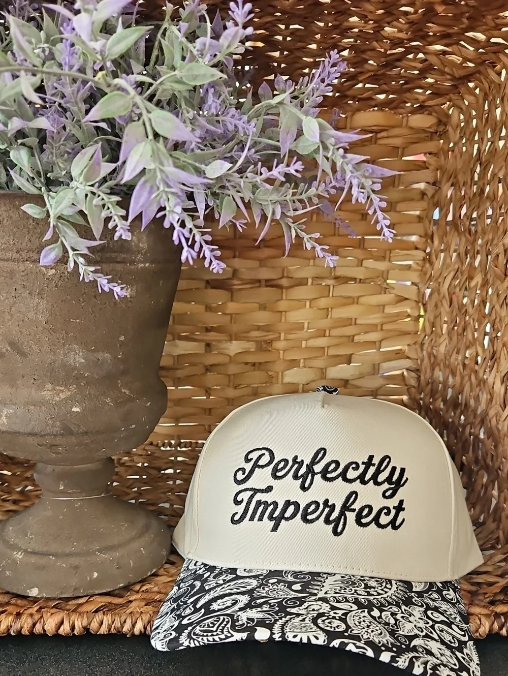 Perfectly Imperfect White and Black Trucker Hat - Unbranded