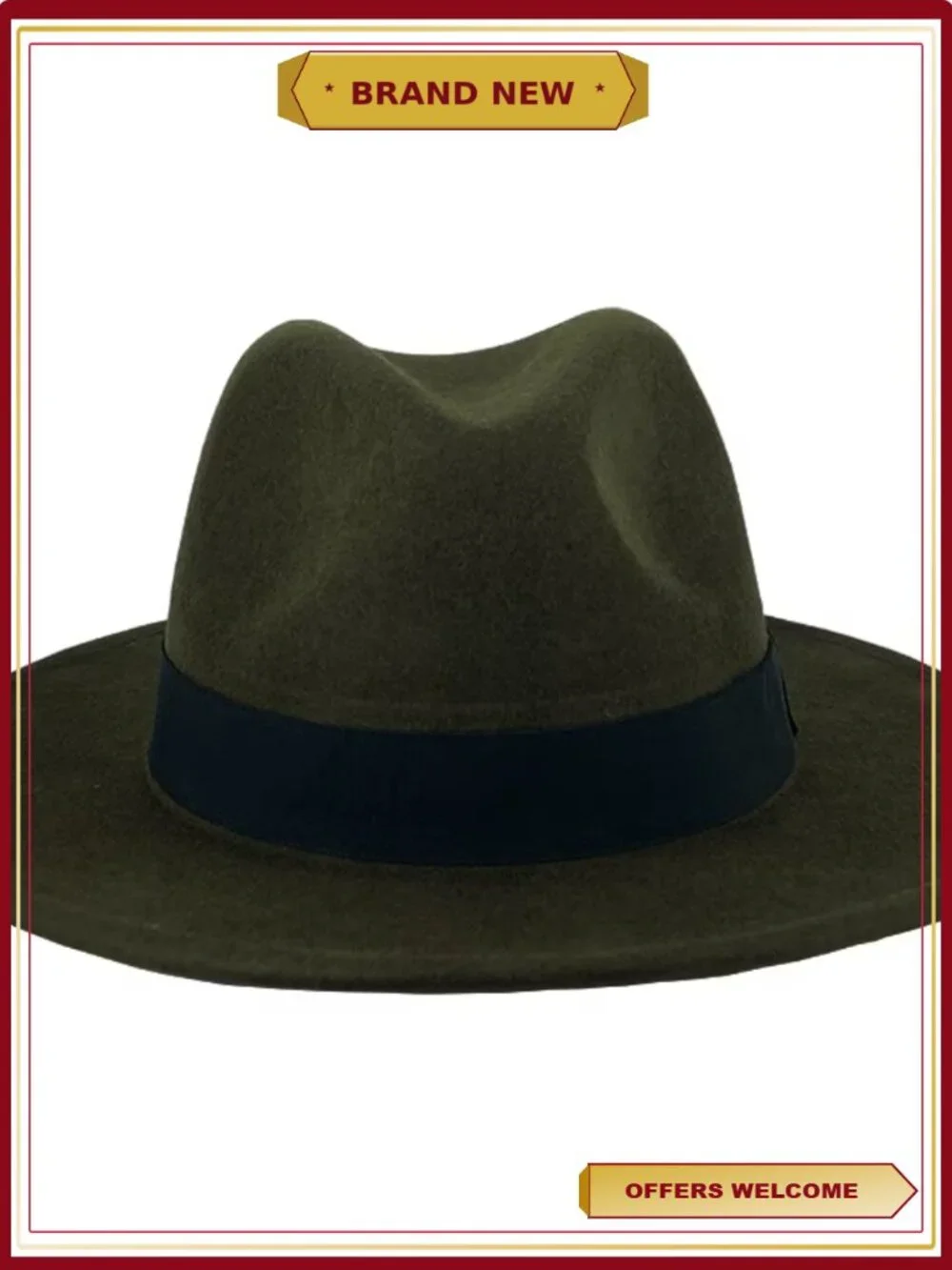 100% Wool Wide Brim Fedora Hat Adjustable Felt Panama Jazz Trilby