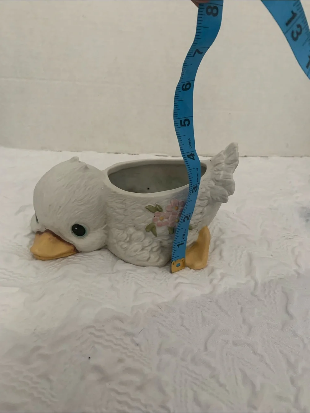 Vintage 60's-70's~Porcelain Duck Planter~Florals, Tail In Air~Made in Mexico MCM