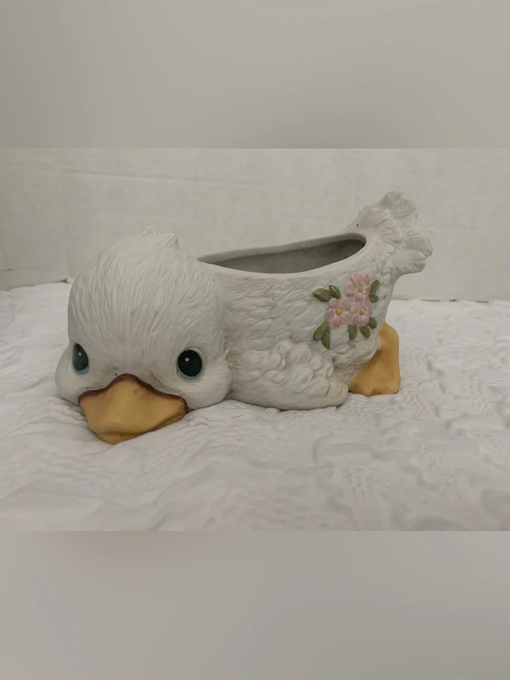 Vintage 60's-70's~Porcelain Duck Planter~Florals, Tail In Air~Made in Mexico MCM